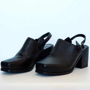 Intentionally Blank Square Toe Honcho Mule Black Leather - Size 38